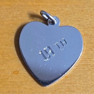 Sterling Silver Heart Charm Engraved  19th B.day Heart Charm